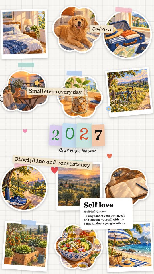 Scrapbook vision board collage example