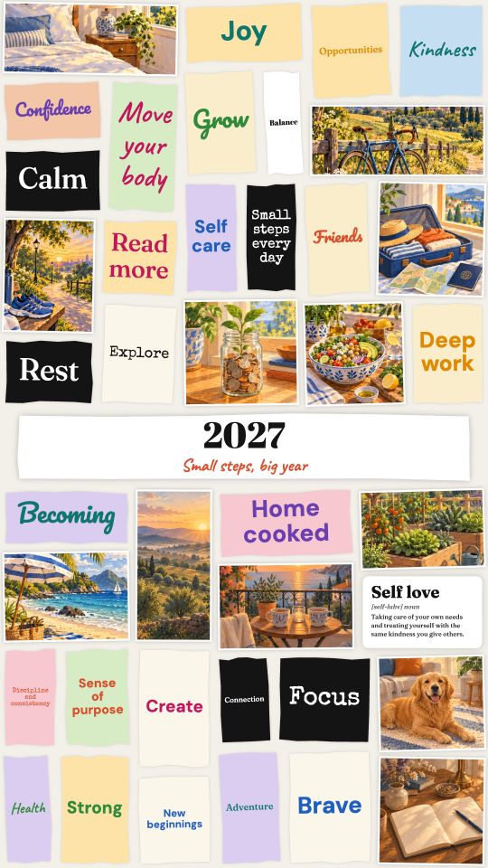 Cutout wall vision board collage example